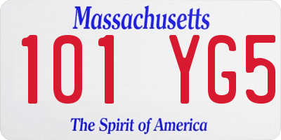 MA license plate 101YG5