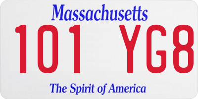 MA license plate 101YG8