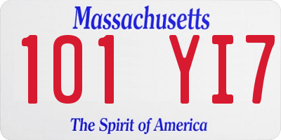 MA license plate 101YI7