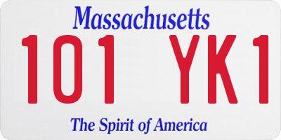 MA license plate 101YK1