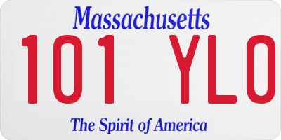 MA license plate 101YL0