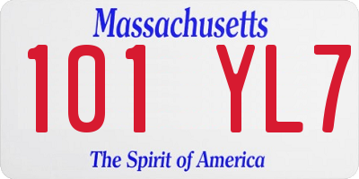 MA license plate 101YL7