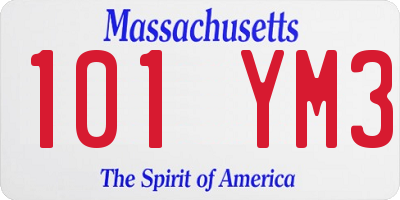 MA license plate 101YM3