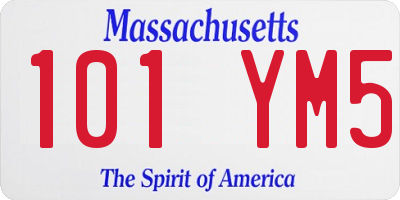 MA license plate 101YM5