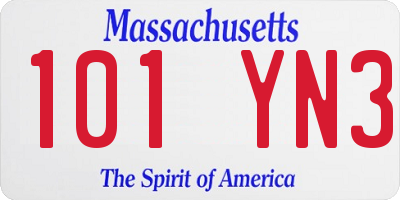 MA license plate 101YN3