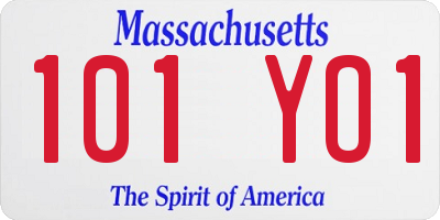MA license plate 101YO1