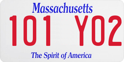 MA license plate 101YO2