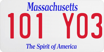 MA license plate 101YO3