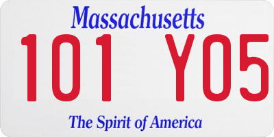 MA license plate 101YO5