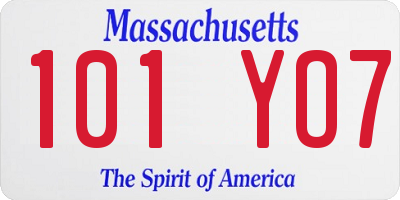 MA license plate 101YO7