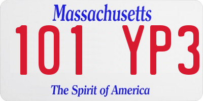 MA license plate 101YP3