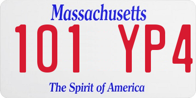 MA license plate 101YP4