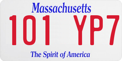 MA license plate 101YP7