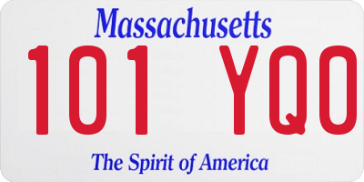 MA license plate 101YQ0