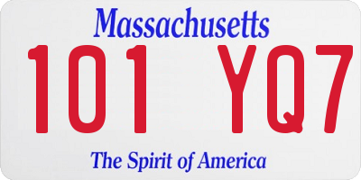 MA license plate 101YQ7