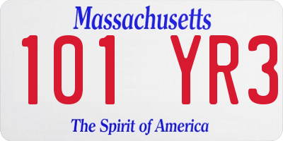 MA license plate 101YR3