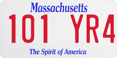 MA license plate 101YR4