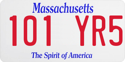MA license plate 101YR5