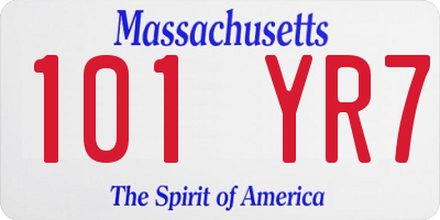 MA license plate 101YR7