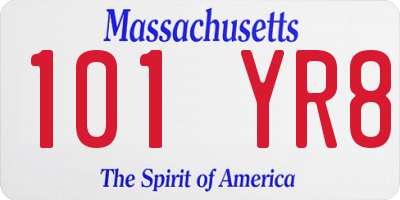 MA license plate 101YR8