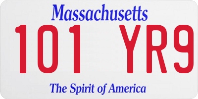 MA license plate 101YR9