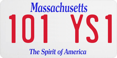 MA license plate 101YS1