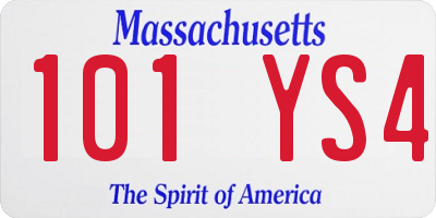 MA license plate 101YS4