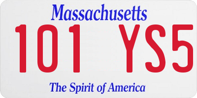 MA license plate 101YS5