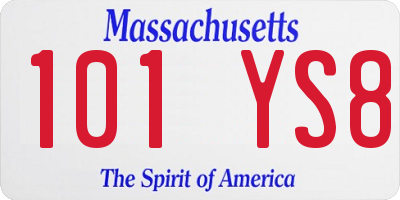 MA license plate 101YS8