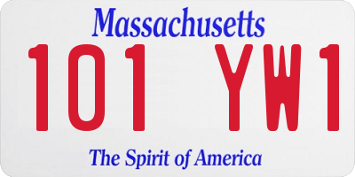 MA license plate 101YW1