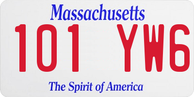 MA license plate 101YW6