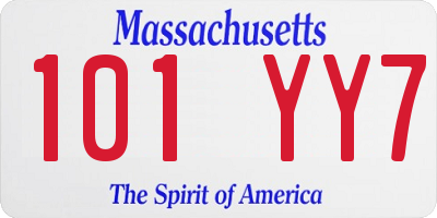 MA license plate 101YY7