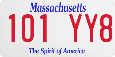 MA license plate 101YY8