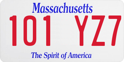 MA license plate 101YZ7