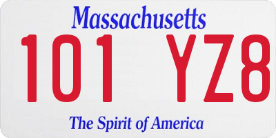 MA license plate 101YZ8