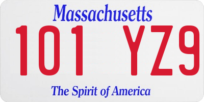 MA license plate 101YZ9