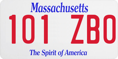 MA license plate 101ZB0