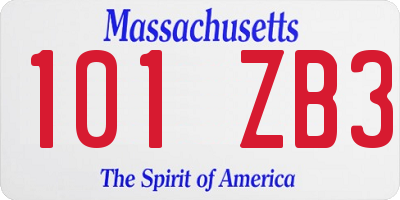 MA license plate 101ZB3