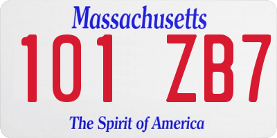 MA license plate 101ZB7