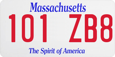 MA license plate 101ZB8