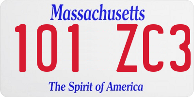 MA license plate 101ZC3