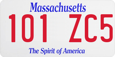 MA license plate 101ZC5