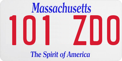 MA license plate 101ZD0