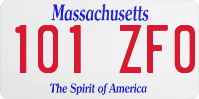 MA license plate 101ZF0