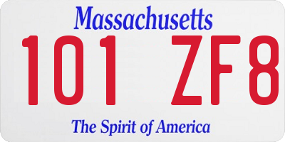 MA license plate 101ZF8