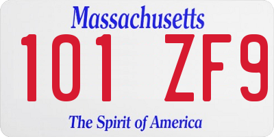 MA license plate 101ZF9