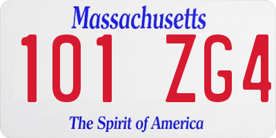 MA license plate 101ZG4