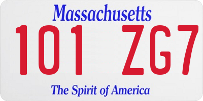 MA license plate 101ZG7