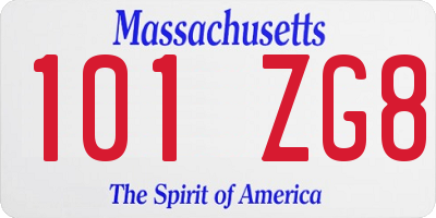 MA license plate 101ZG8