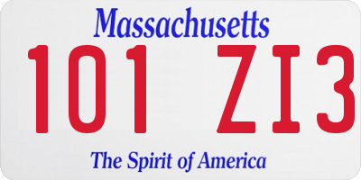 MA license plate 101ZI3